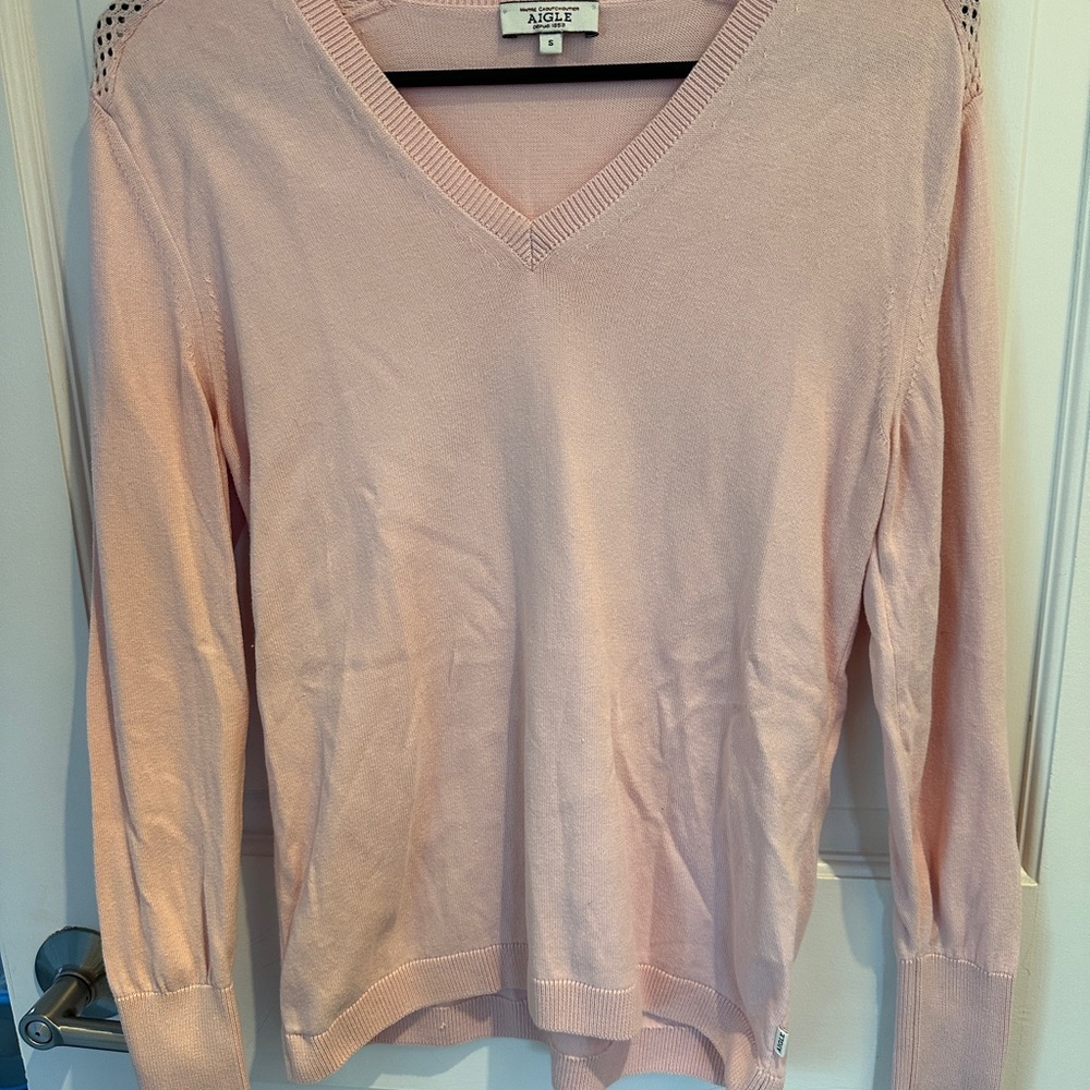 Aigle Pink V-Neck Sweater for Women